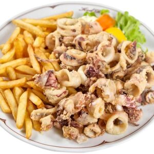 Fried calamari with french fries