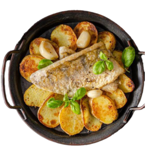 Shark filet with potato salad